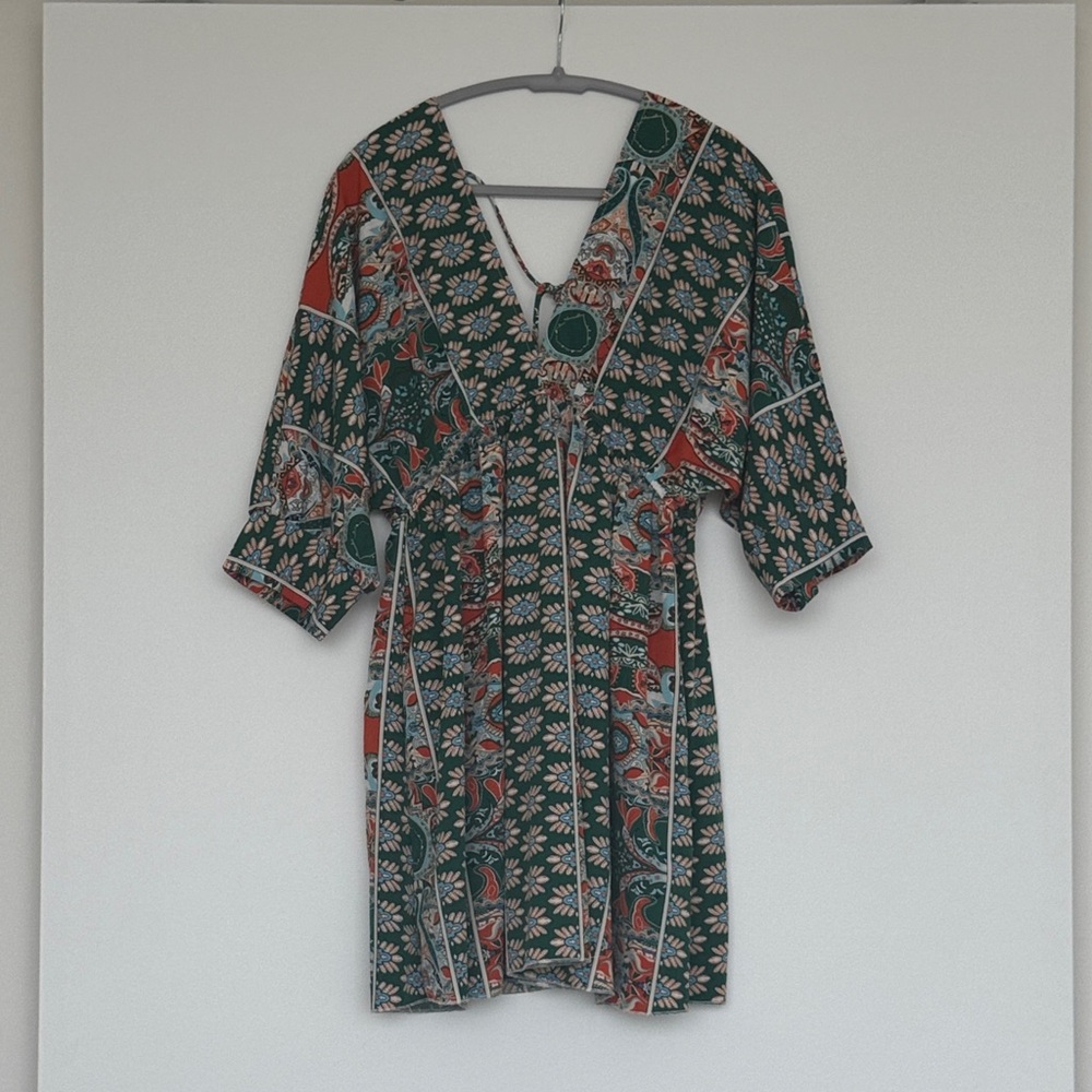 SHEIN Green Floral Mini Dress